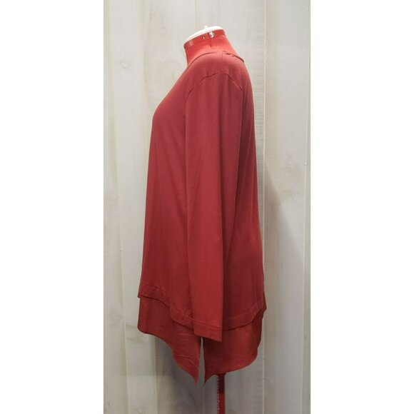 Soft Surroundings Asymmetrical Hem Long Sleeve Top, Sz XL, Rust, Contrast layer - Picture 4 of 7